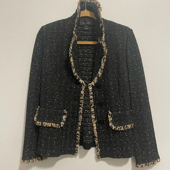 ST. JOHN blazer tweed fringe - Picture 9 of 13